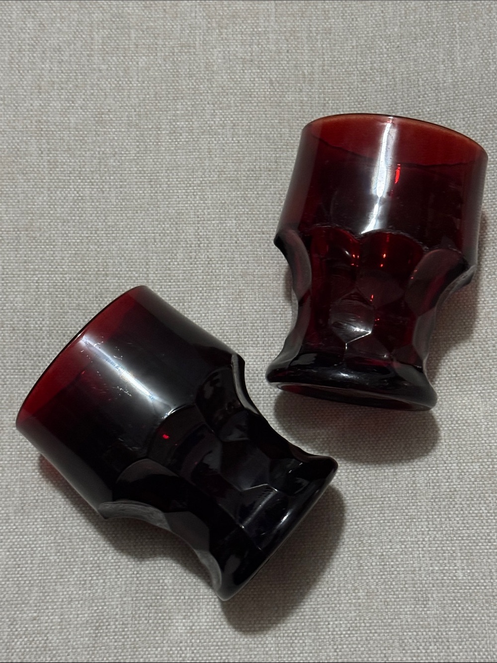 Vintage 1970’s Anchor Hocking Viking/Georgian Ruby Red Glasses-GUC-Set of Two